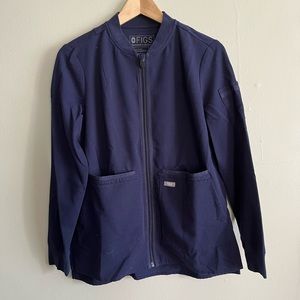 Figs navy bellery scrub jacket size small womens